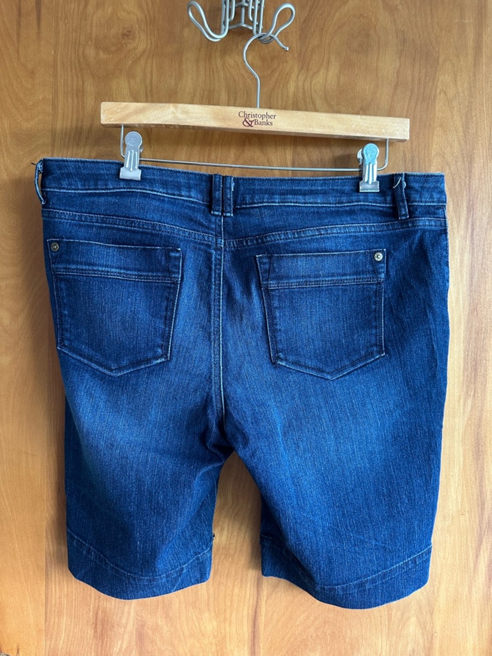 Apt. 9 Women's Dark Blue Denim Bermuda trouser Shorts - Picture 2 of 6